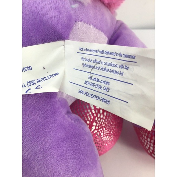 Calplush Winged Unicorn Plush Purple Pink Sparkle Rainbow Mane Tail 16" High - Picture 6 of 12